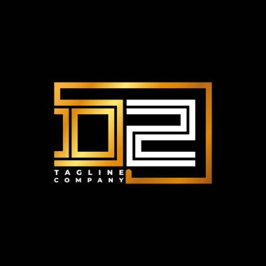 DZ Logo harfli monogram şekil çizgisi altın vektör şablonu. İş monogram şirketi