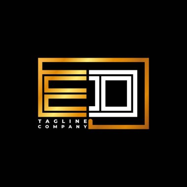 ED harfli monogram şekil çizgisi altın vektör şablonu. İş monogram şirketi