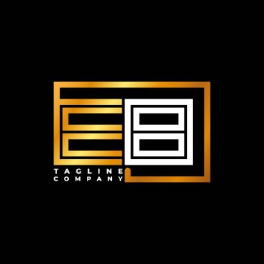 EB Logo harfi monogram şekil çizgisi altın vektör şablonu. İş monogram şirketi