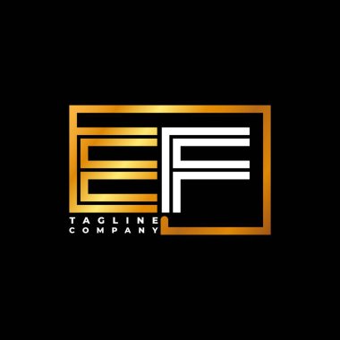 EF Logo harfi monogram şekil çizgisi altın vektör şablonu. İş monogram şirketi