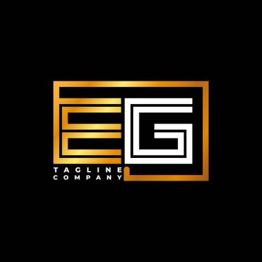 EG logo harfi monogram şekil çizgisi altın vektör şablonu. İş monogram şirketi
