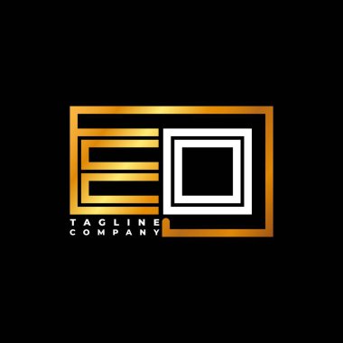 EO Logo harfi monogram şekil çizgisi altın vektör şablonu. İş monogram şirketi