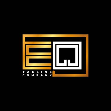 EQ Logo harfi monogram şekil çizgisi altın vektör şablonu. İş monogram şirketi