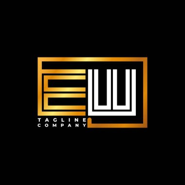 EW Logo harfi monogram şekil çizgisi altın vektör şablonu. İş monogram şirketi