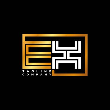 EX Logo harfi monogram şekil çizgisi altın vektör şablonu. İş monogram şirketi
