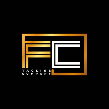 FC Logo harfi monogram şekil çizgisi altın vektör şablonu. İş monogram şirketi