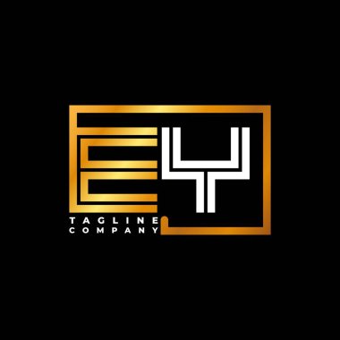 EY Logo harfi monogram şekil çizgisi altın vektör şablonu. İş monogram şirketi