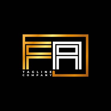 FA Logo harfli monogram şekil çizgisi altın vektör şablonu. İş monogram şirketi