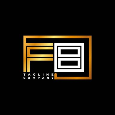 FB Logo harfli monogram şekil çizgisi altın vektör şablonu. İş monogram şirketi