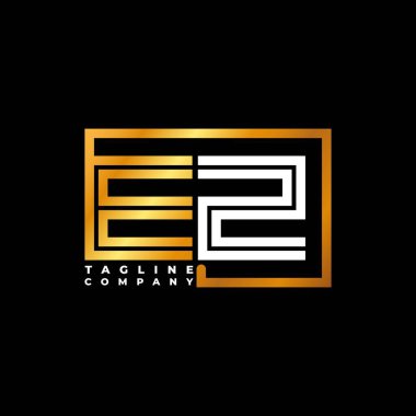 EZ logo harfi monogram şekil çizgisi altın vektör şablonu. İş monogram şirketi