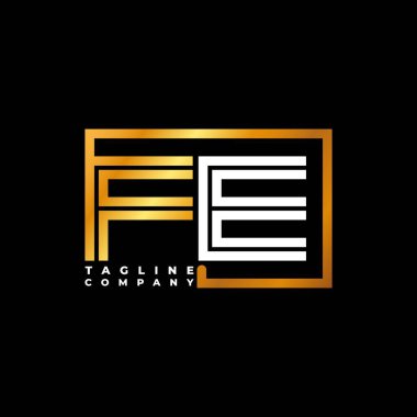FE Logo harfi monogram şekil çizgisi altın vektör şablonu. İş monogram şirketi