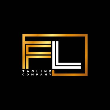 FL Logo harfi monogram şekil çizgisi altın vektör şablonu. İş monogram şirketi