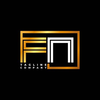 FN Logo harfli monogram şekil çizgisi altın vektör şablonu. İş monogram şirketi