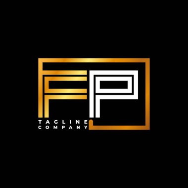 FP Logo harfi monogram şekil çizgisi altın vektör şablonu. İş monogram şirketi