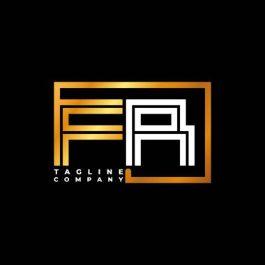 FR Logo harfi monogram şekil çizgisi altın vektör şablonu. İş monogram şirketi
