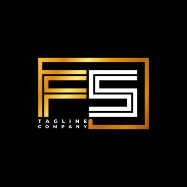 FS Logo harfi monogram şekil çizgisi altın vektör şablonu. İş monogram şirketi