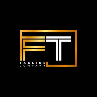 FT Logo harfi monogram şekil çizgisi altın vektör şablonu. İş monogram şirketi