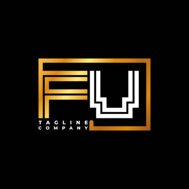 FV Logo harfli monogram şekil çizgisi altın vektör şablonu. İş monogram şirketi
