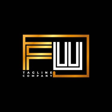 FW Logo harfli monogram şekil çizgisi altın vektör şablonu. İş monogram şirketi