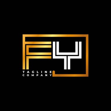 FY Logo harfi monogram şekil çizgisi altın vektör şablonu. İş monogram şirketi