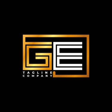 GE Logo harfli monogram şekil çizgisi altın vektör şablonu. İş monogram şirketi