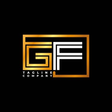 GF Logo harfi monogram şekil çizgisi altın vektör şablonu. İş monogram şirketi