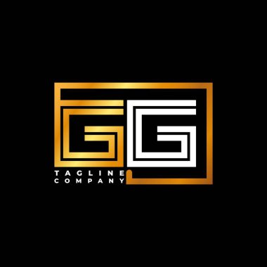 GG logo harfi monogram şekil çizgisi altın vektör şablonu. İş monogram şirketi