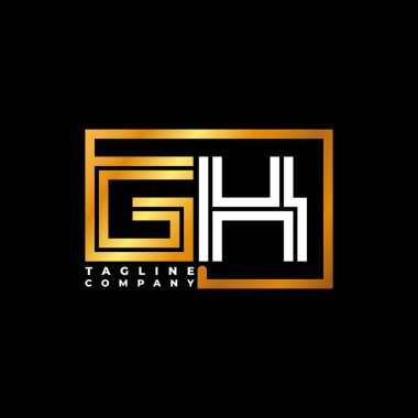 GK Logo harfli monogram şekil çizgisi altın vektör şablonu. İş monogram şirketi