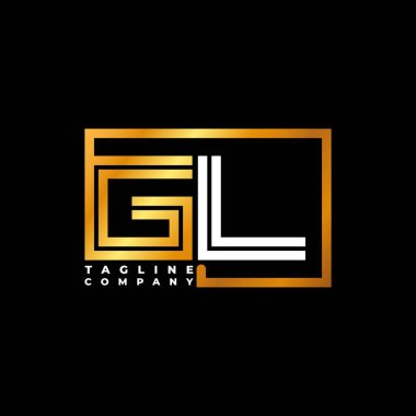 GL Logo harfli monogram şekil çizgisi altın vektör şablonu. İş monogram şirketi