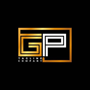 GP harfli monogram şekil çizgisi altın vektör şablonu. İş monogram şirketi