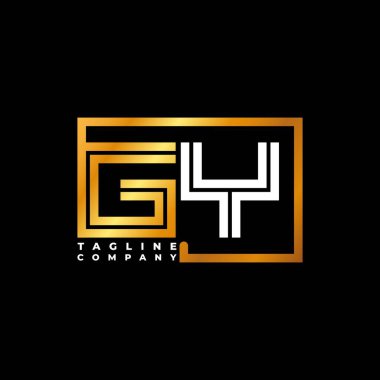 GY Logo harfi monogram şekil çizgisi altın vektör şablonu. İş monogram şirketi