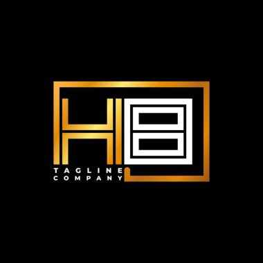 HB Logo harfli monogram şekil çizgisi altın vektör şablonu. İş monogram şirketi