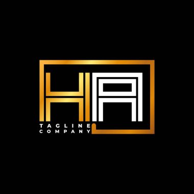 HA Logo harfi monogram şekil çizgisi altın vektör şablonu. İş monogram şirketi