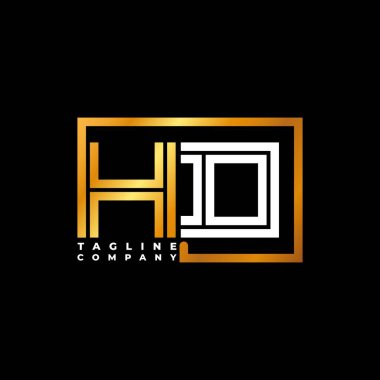 HD logo harfli monogram şekil çizgisi altın vektör şablonu. İş monogram şirketi
