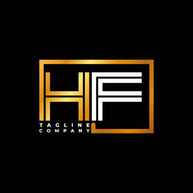 HF Logo harfi monogram şekil çizgisi altın vektör şablonu. İş monogram şirketi