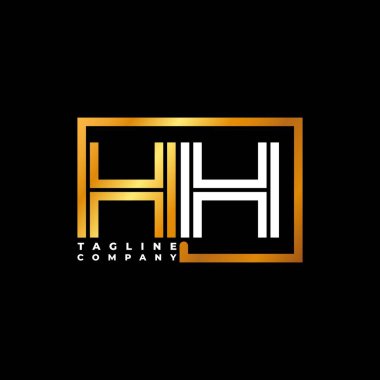 HH logo harfi monogram şekil çizgisi altın vektör şablonu. İş monogram şirketi