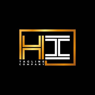 HI Logo harfi monogram şekil çizgisi altın vektör şablonu. İş monogram şirketi