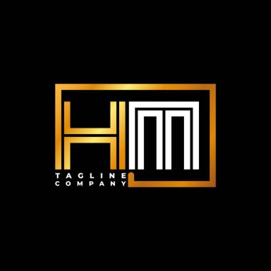 HM Logo harfli monogram şekil çizgisi altın vektör şablonu. İş monogram şirketi