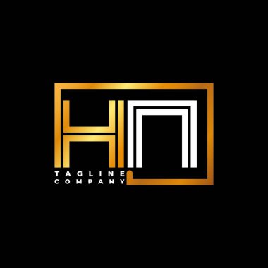 HN Logo harfli monogram şekil çizgisi altın vektör şablonu. İş monogram şirketi