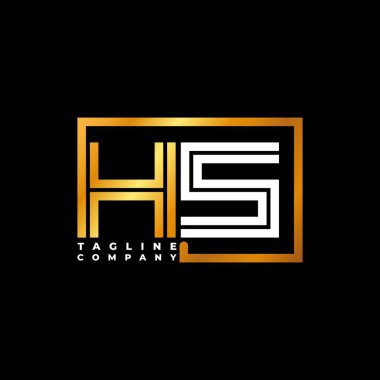 HS Logo harfi monogram şekil çizgisi altın vektör şablonu. İş monogram şirketi
