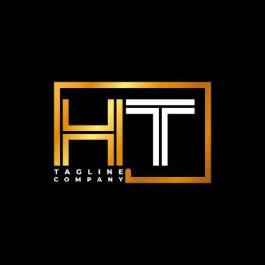 HT Logo harfi monogram şekil çizgisi altın vektör şablonu. İş monogram şirketi