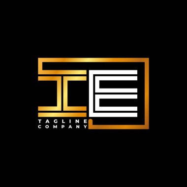 IE harfli monogram şekil çizgisi altın vektör şablonu. İş monogram şirketi