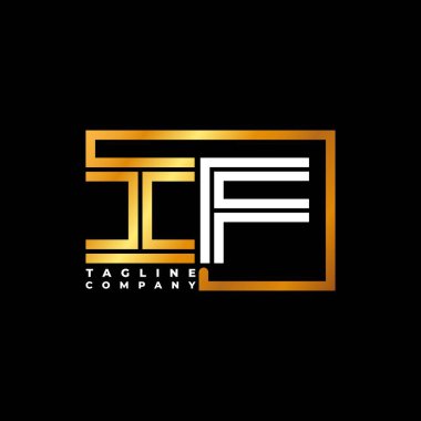 Eğer logo harfli monogram şeklindeki altın vektör şablonu. İş monogram şirketi