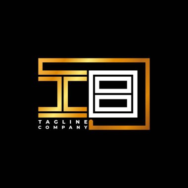 IB Logo harfli monogram şekil çizgisi altın vektör şablonu. İş monogram şirketi