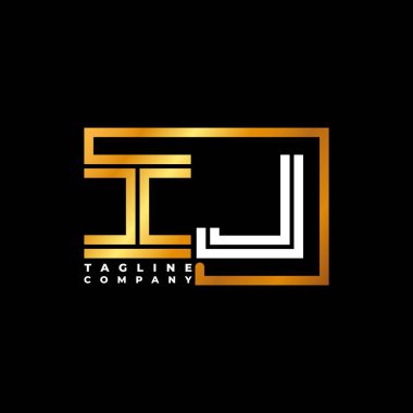 IJ Logo harfi monogram şekil çizgisi altın vektör şablonu. İş monogram şirketi