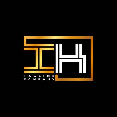 IK Logo harfi monogram şekil çizgisi altın vektör şablonu. İş monogram şirketi