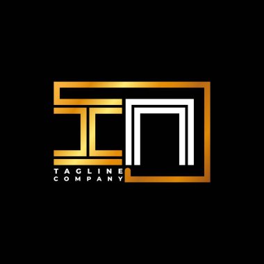 In Logo harfli monogram şekil çizgisi altın vektör şablonu. İş monogram şirketi