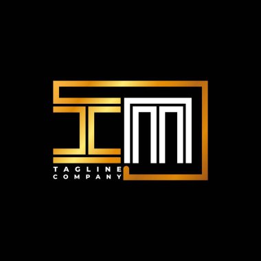 IM Logo harfli monogram şekil çizgisi altın vektör şablonu. İş monogram şirketi