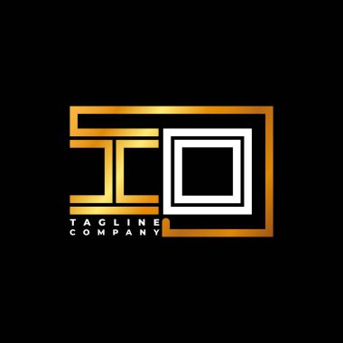 IO Logo harfi monogram şekil çizgisi altın vektör şablonu. İş monogram şirketi