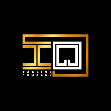 IQ Logo harfi monogram şekil çizgisi altın vektör şablonu. İş monogram şirketi